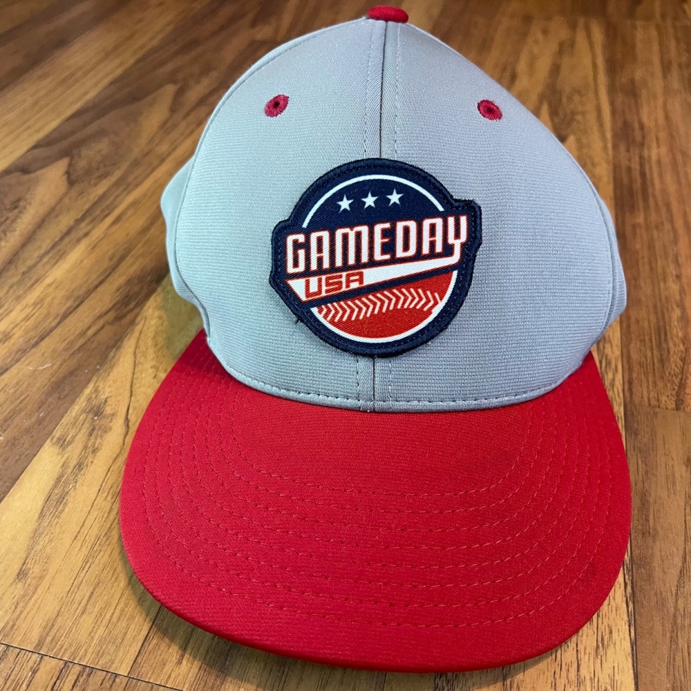 Richardson Gameday USA Baseball Hat Mens SM-MD PTS20 Grey Red Performance Cap